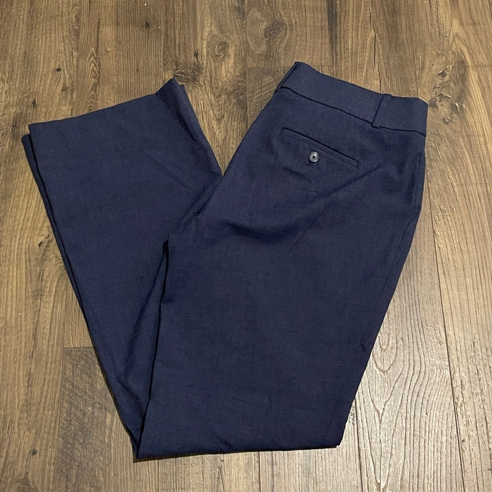 Loft Julie Trouser Navy Blue Linen Blend Tall Straight Leg Dress Pants Size 10T